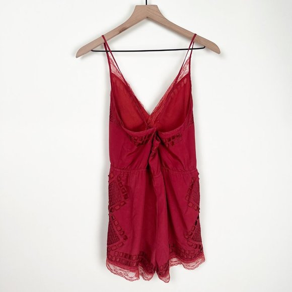 Tularosa Charmer Romper Eyelet Lace Embroidered Silky Sleeveless Shorts Jumpsuit - Picture 12 of 14